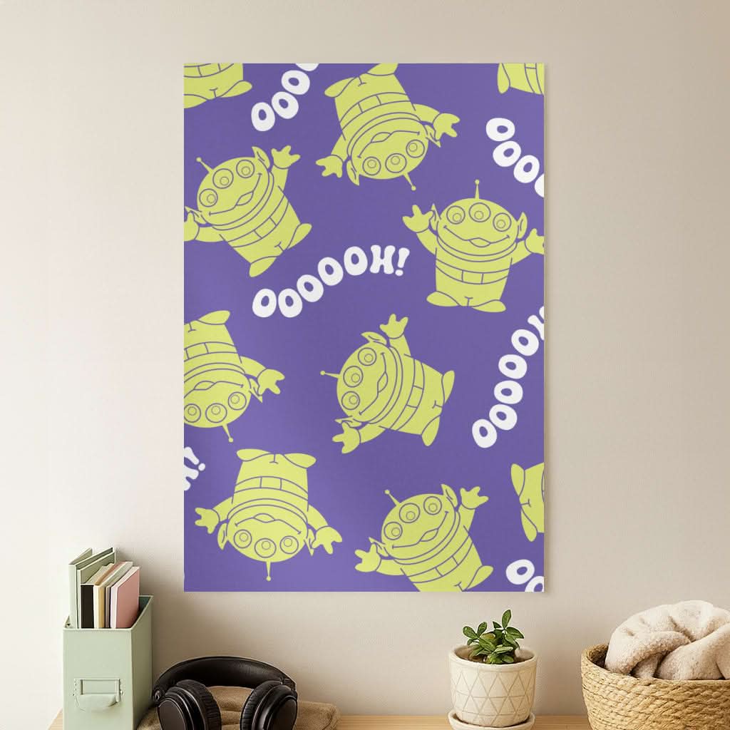 Toy Aliens Silhouette Pattern Poster