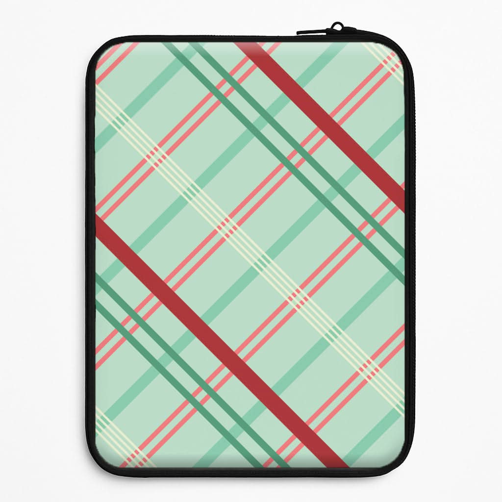 Pastel Tartan Christmas Pattern Laptop Sleeve