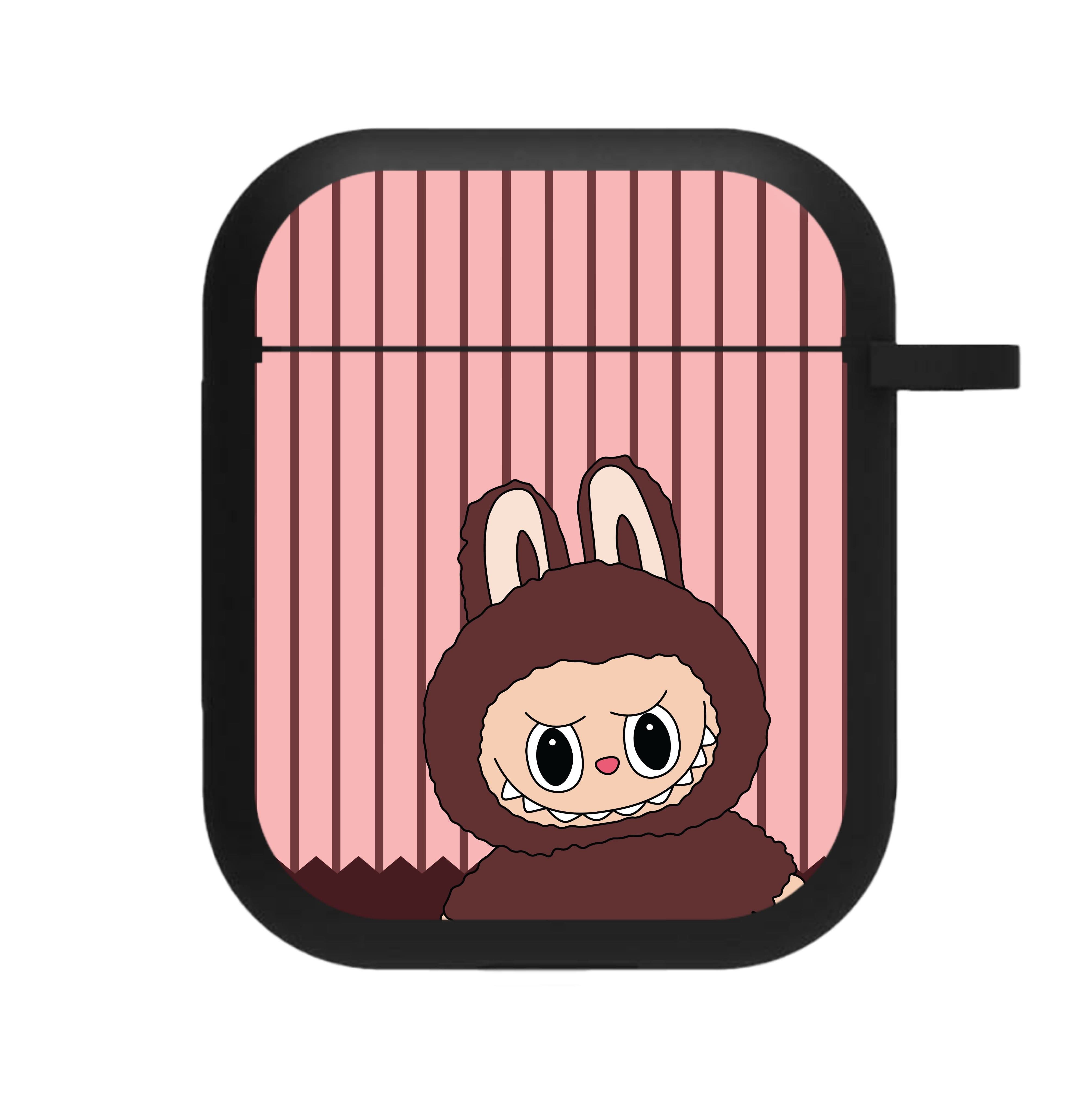 Stripey Cute Brown Monster AirPods Case