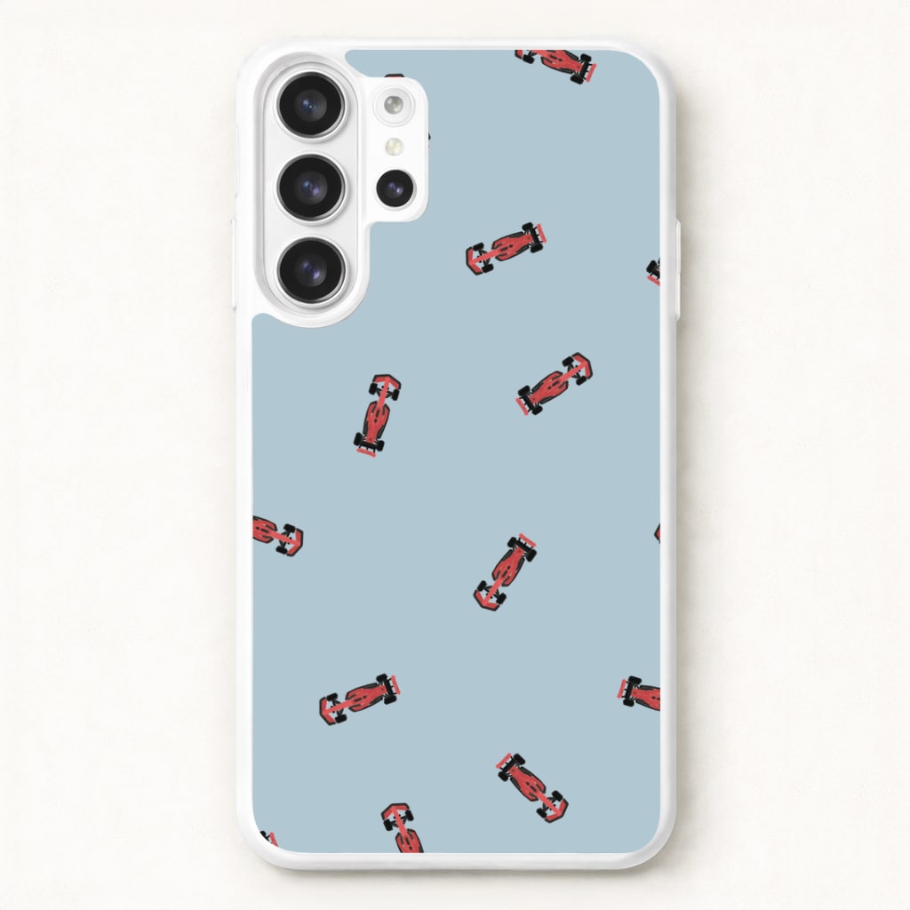 Race Cars Pattern Blue Galaxy S26 Ultra Case