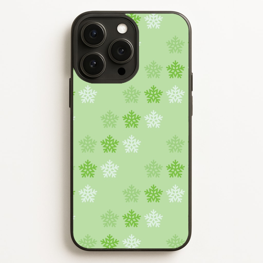Green Slowflakes Christmas Pattern iPhone 12 Pro Max Case