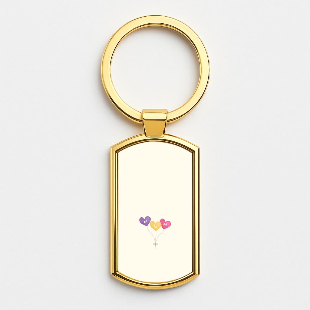 Mum Watercolour Balloons Gold Keyring