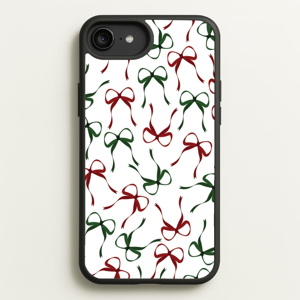 Red And Green Coquette Christmas Bows Pattern iPhone 6 Plus / 7 Plus / 8 Plus Case