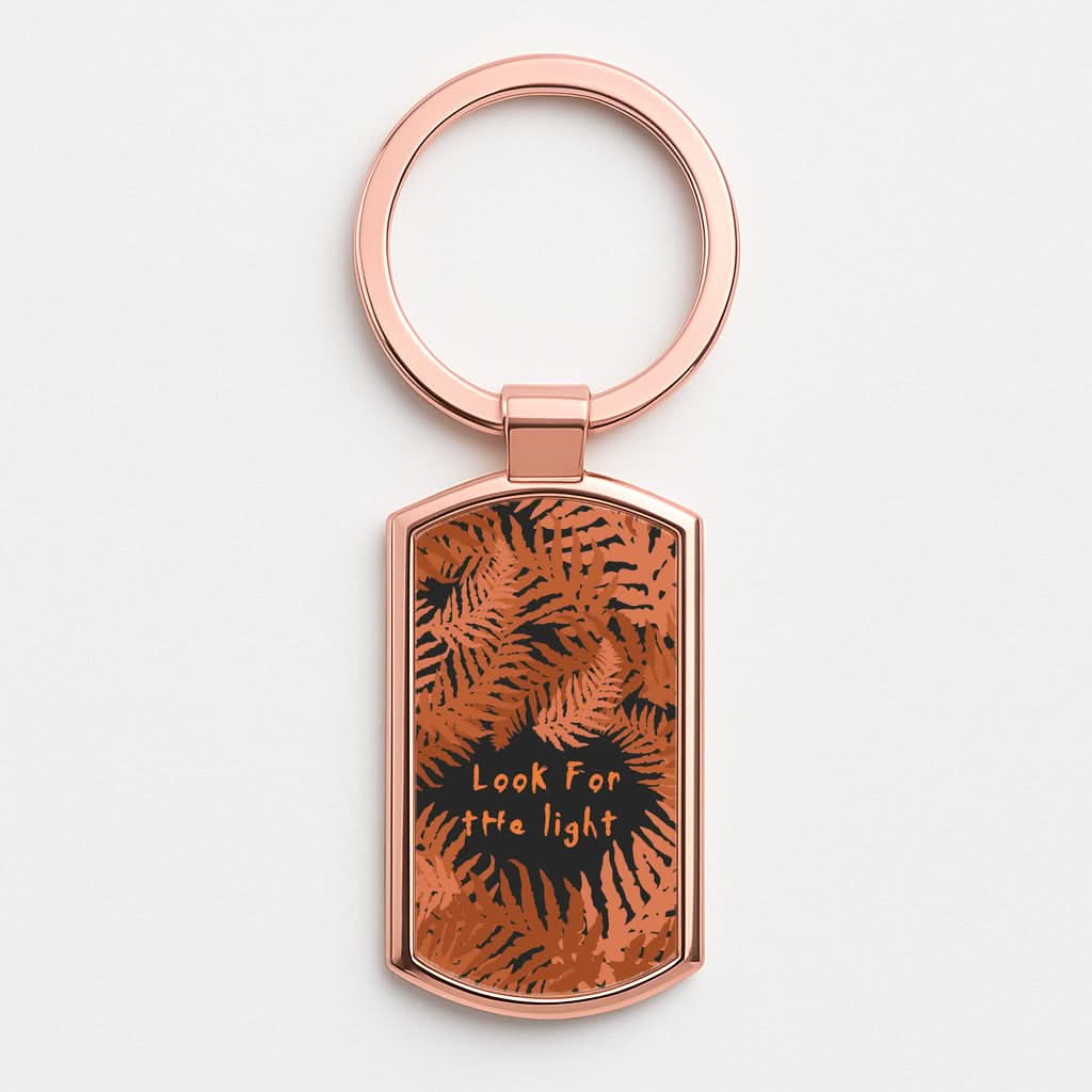 Look For The Light Fern Pattern Rose Gold Keyring