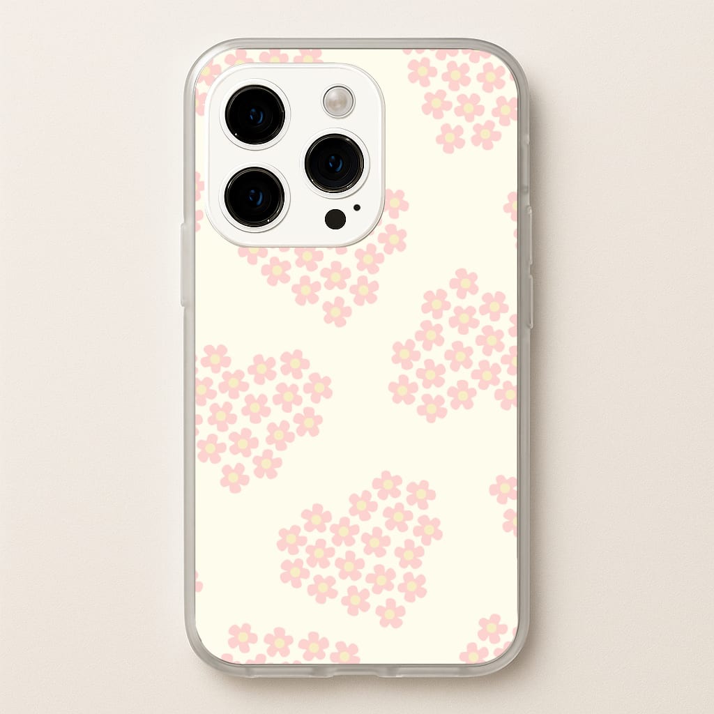 Flower Hearts Pattern iPhone 15 Pro Case