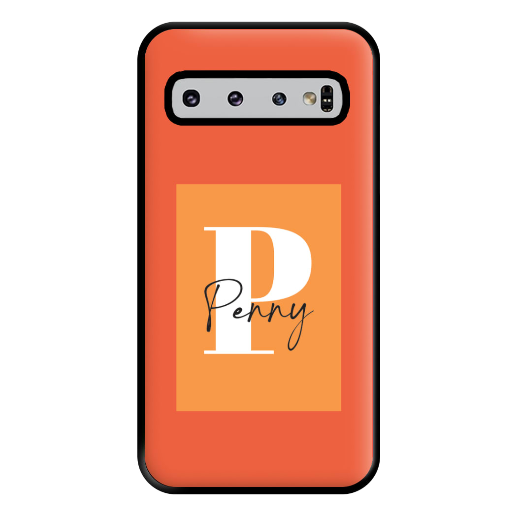 Orange Personalised Name Galaxy S10 Case