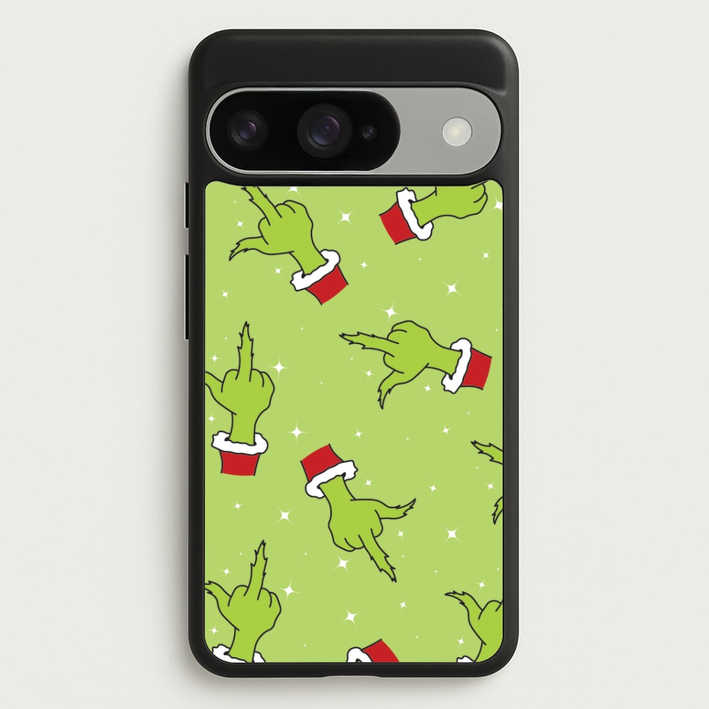 Green Middle Finger Christmas Pattern Google Pixel 10 / 10 Pro Case