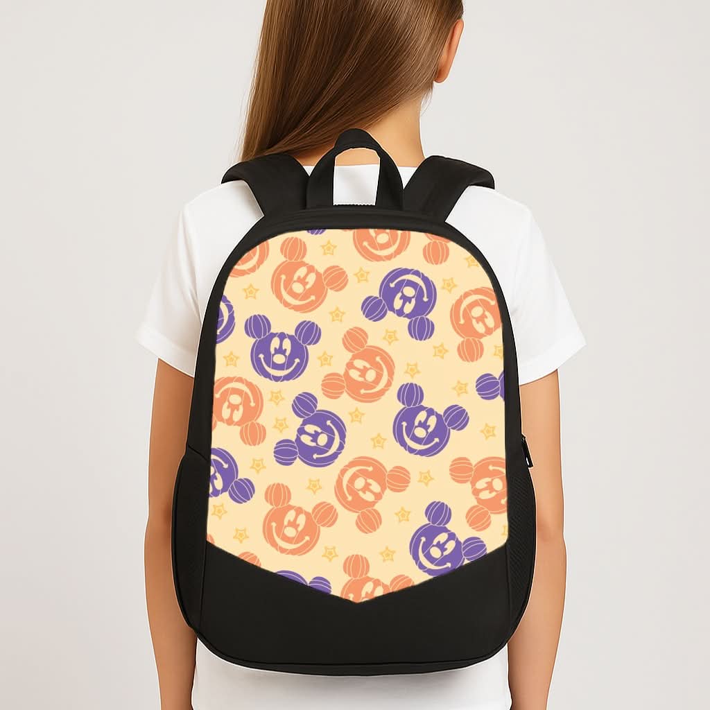 Pumkin Mouse And Stars Pattern School Bag