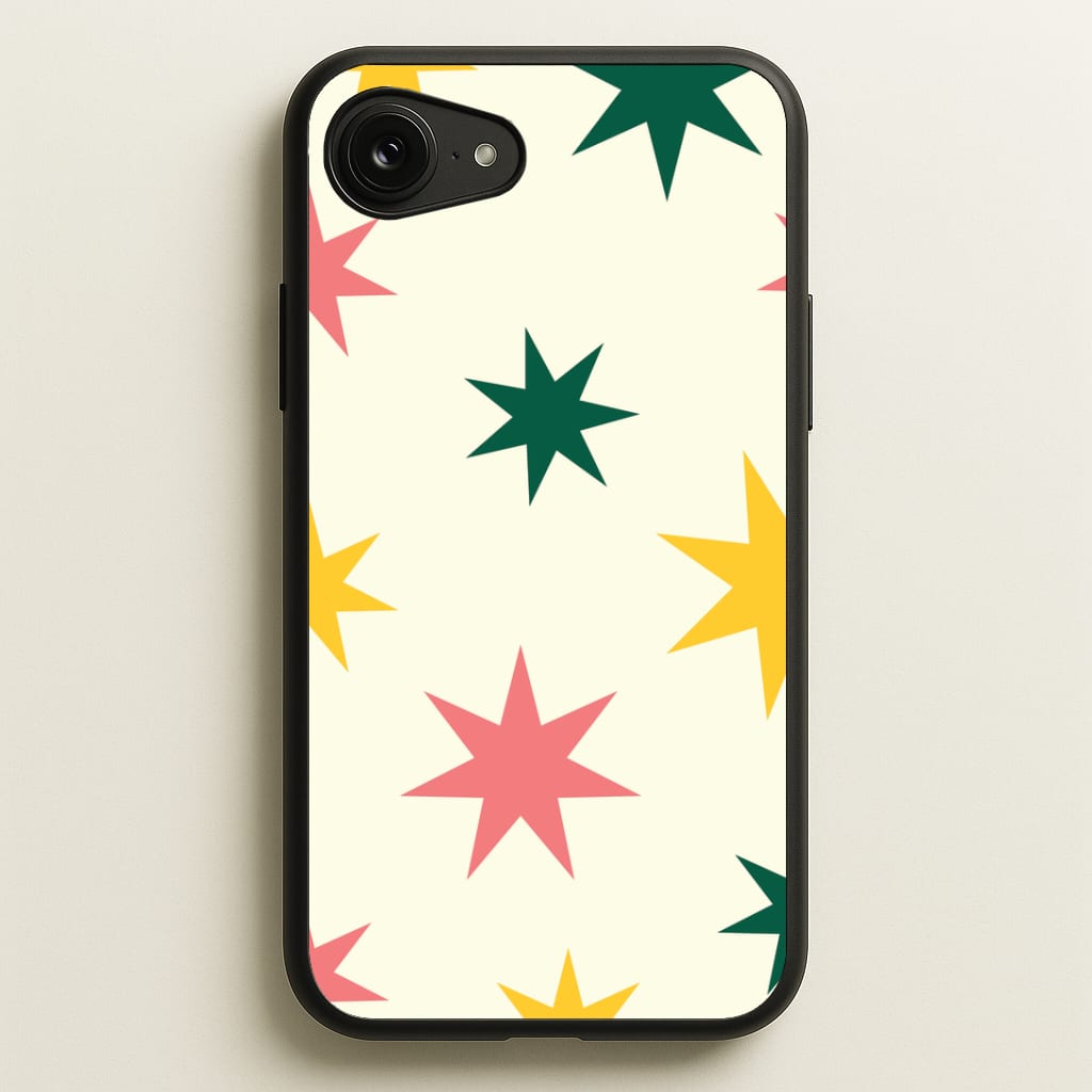 Colourful Christmas Stars Pattern iPhone 16e Case