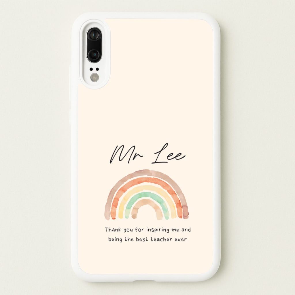 Biege Personalised Teacher Rainbow Huawei P20 Case