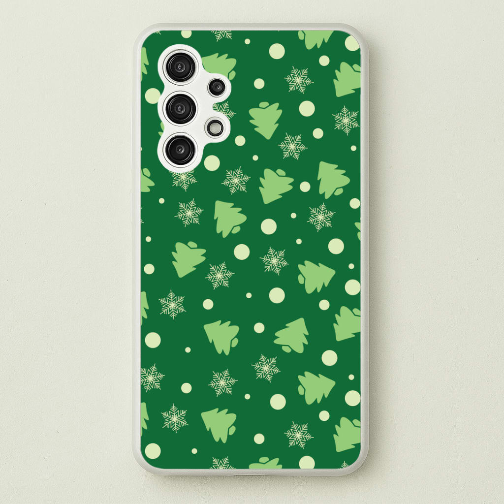Cartoon Christmas Trees And Snowflakes Pattern Galaxy A13 Case