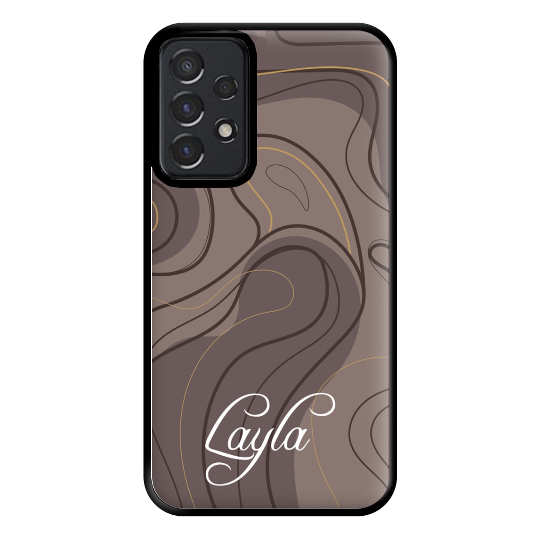Brown Marble Waves Personalised Name Galaxy A52 / A52s Case