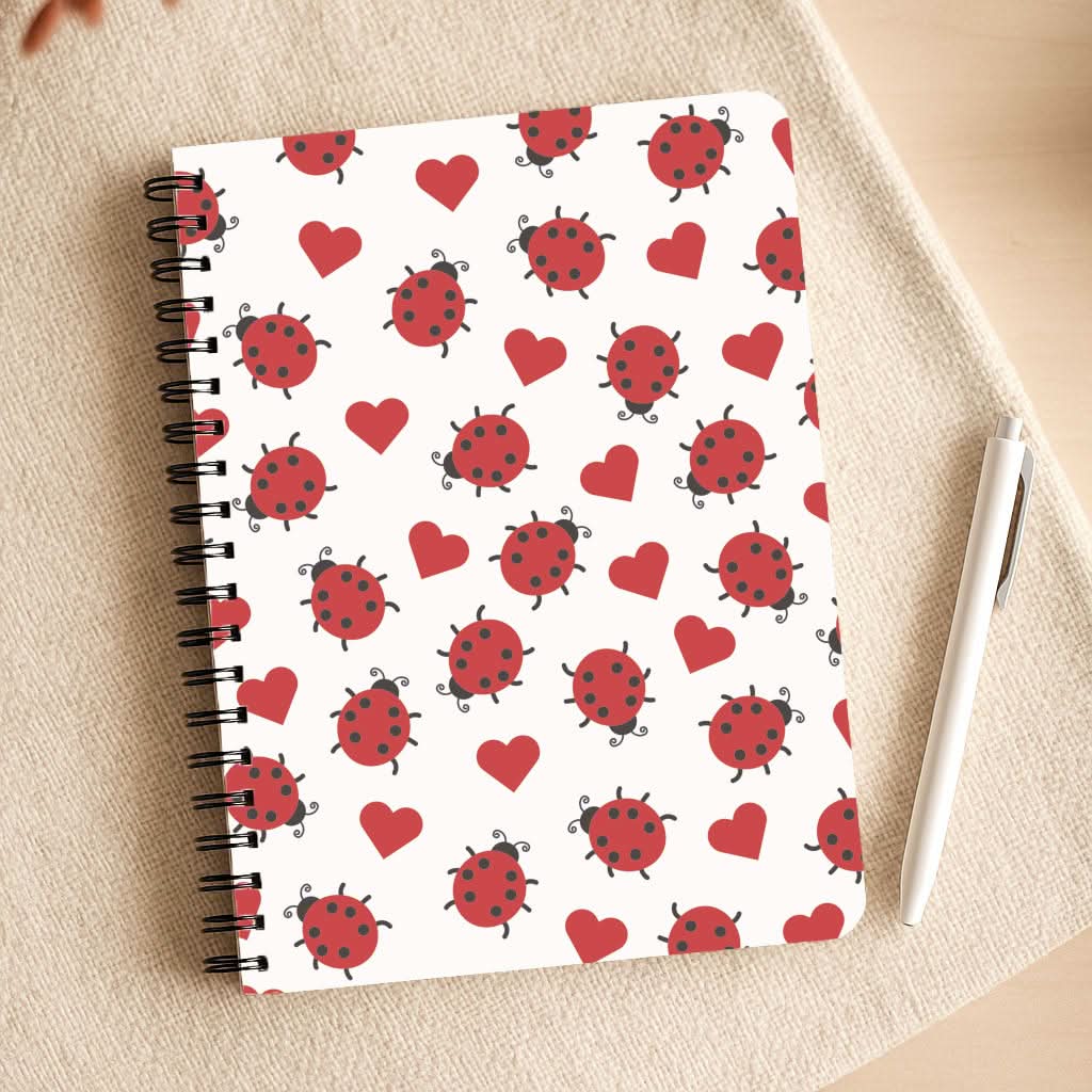 Ladybugs And Hearts Pattern Notepad