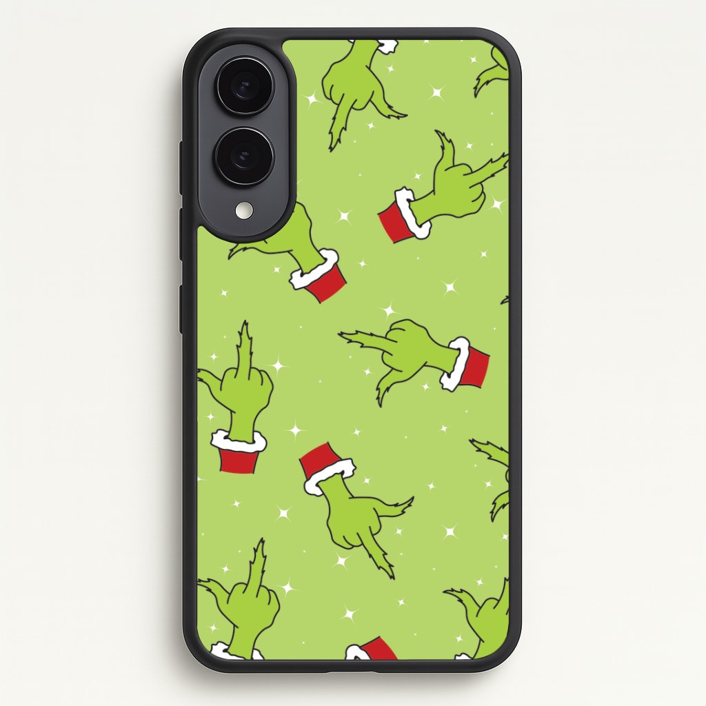 Green Middle Finger Christmas Pattern Galaxy S25 Edge Case