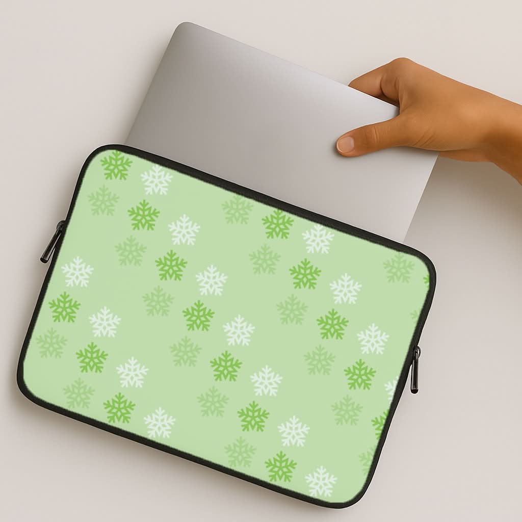 Green Slowflakes Christmas Pattern MacBook Cover