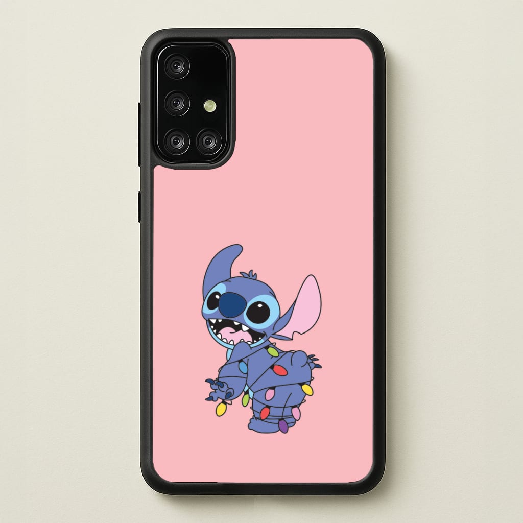 Cute Blue Alien Fairylights Galaxy A71 Case