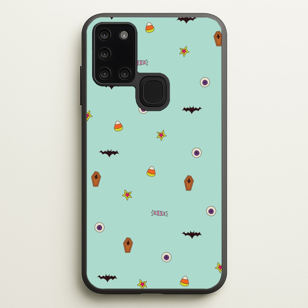 Minature Halloween Cartoons Pattern Galaxy A21s Case
