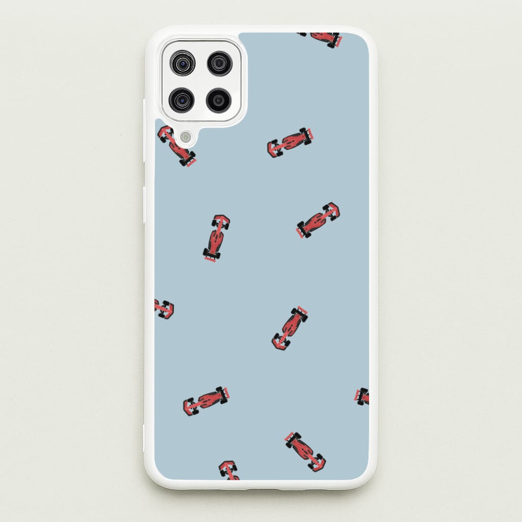 Race Cars Pattern Blue Galaxy A12 Case