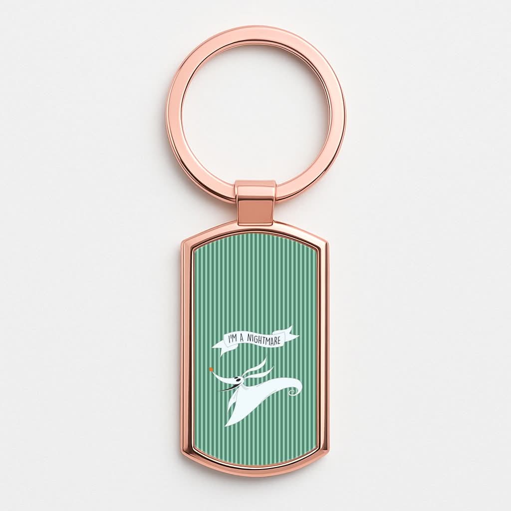 Stripey I'm A Nightmare Rose Gold Keyring