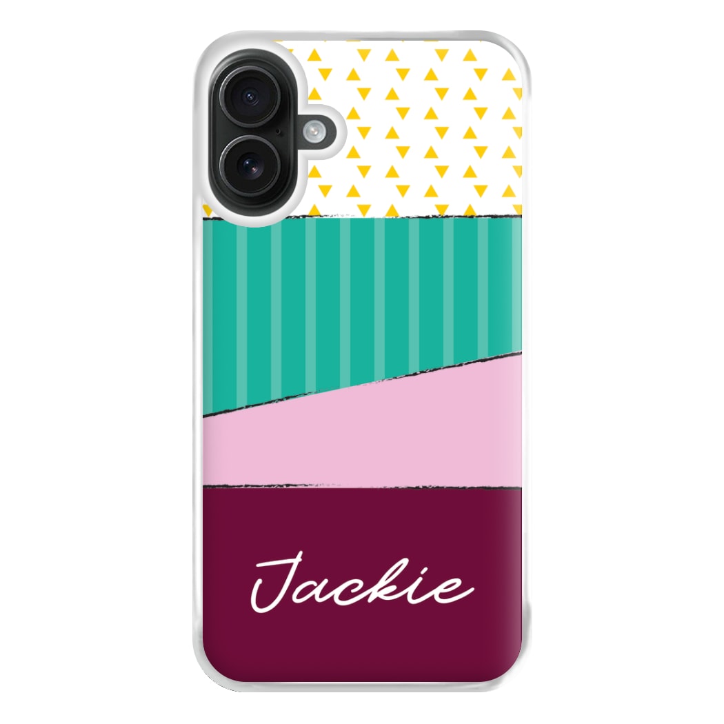 Geometric Patterns Personalised Name iPhone 16 Plus Case