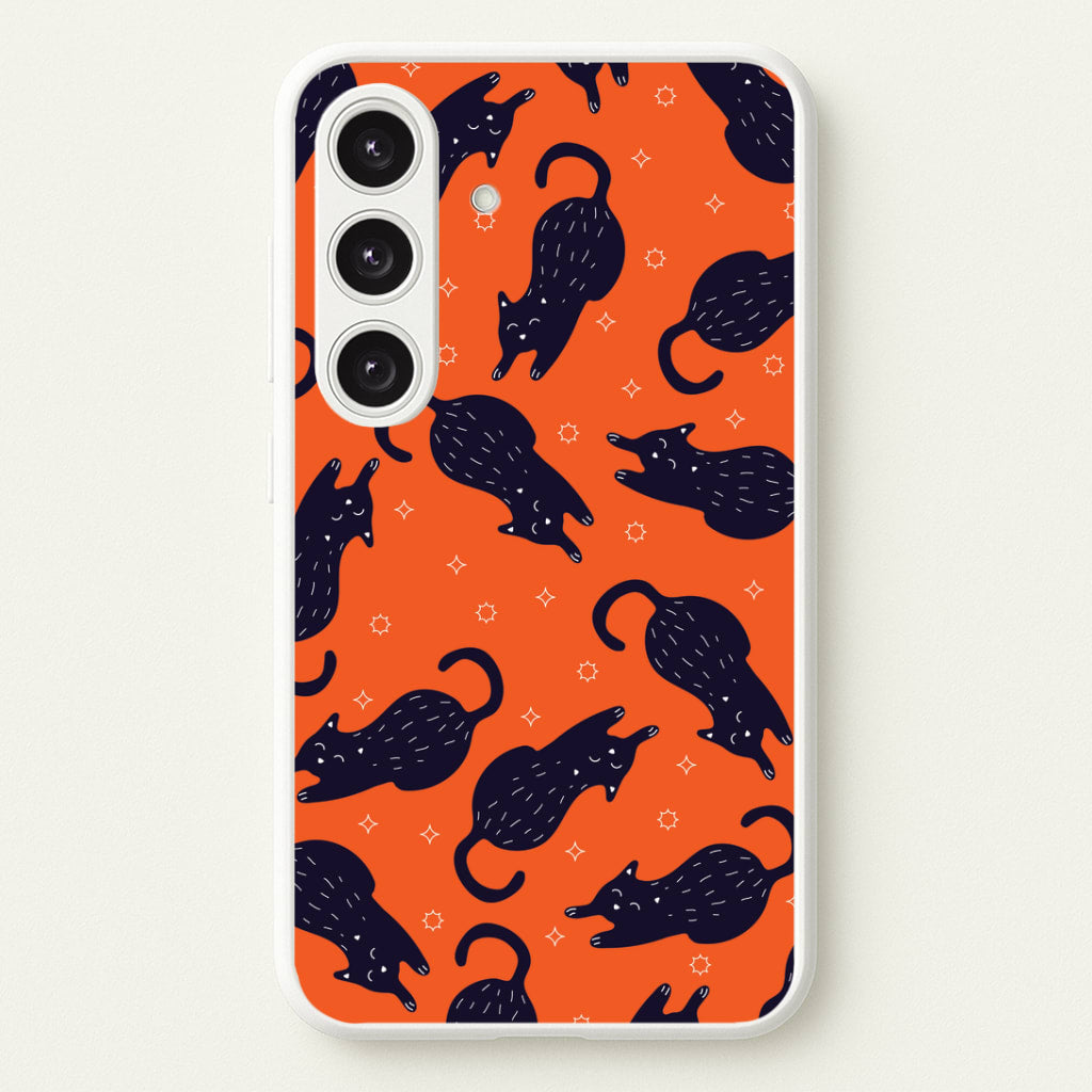 Black Cats And Stars Pattern Galaxy S24FE Case