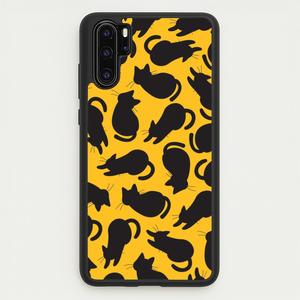 Black Cat Silhouettes Pattern Huawei P30 Pro Case