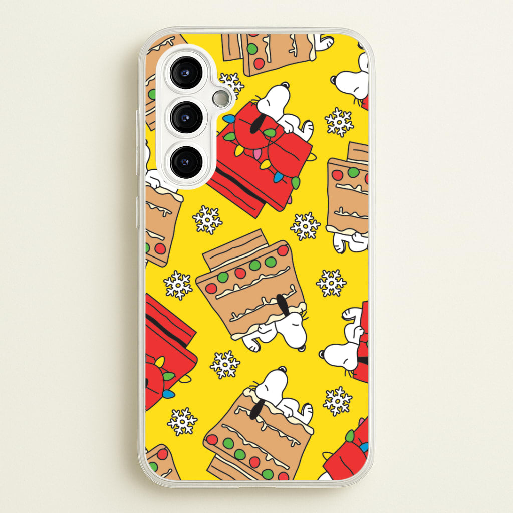 Cartoon Beagle Fairylights And Gingerbead Pattern Galaxy A54 Case