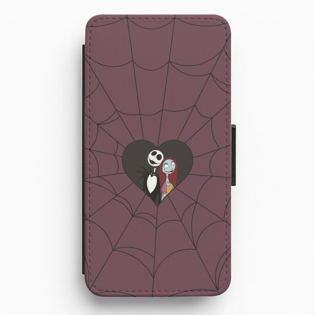 J And S Cobweb Heart Flip / Wallet Phone Case