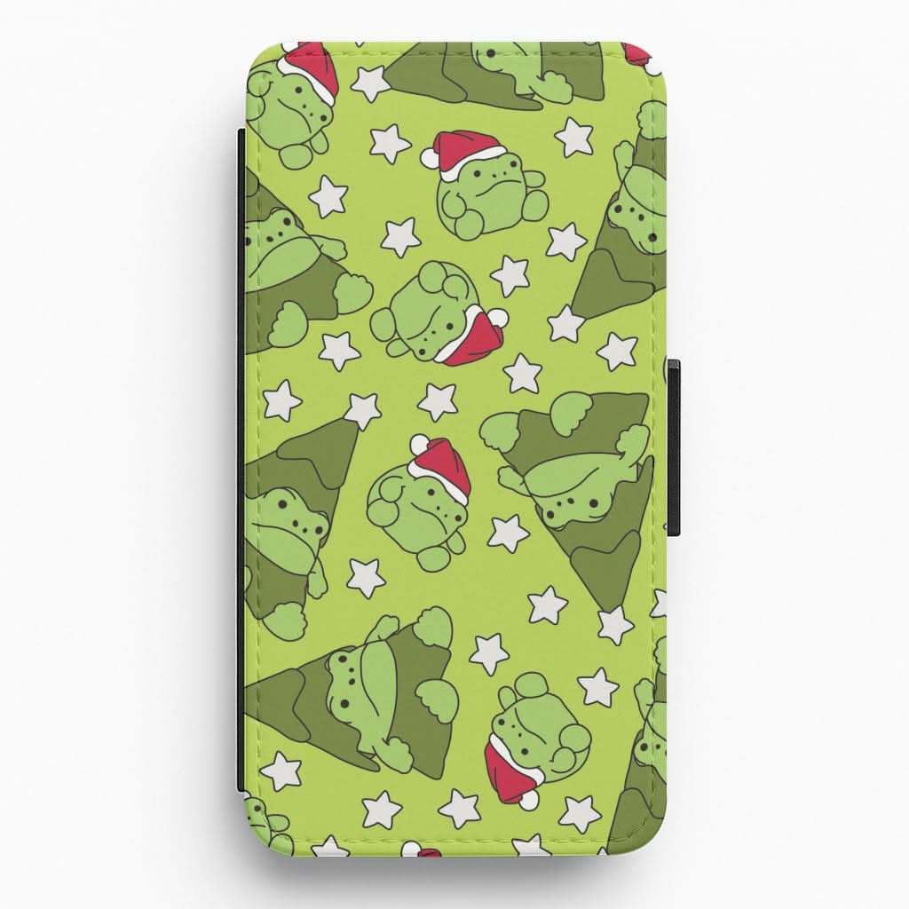 Christmas Frogs And Stars Plush Pattern Flip / Wallet Phone Case