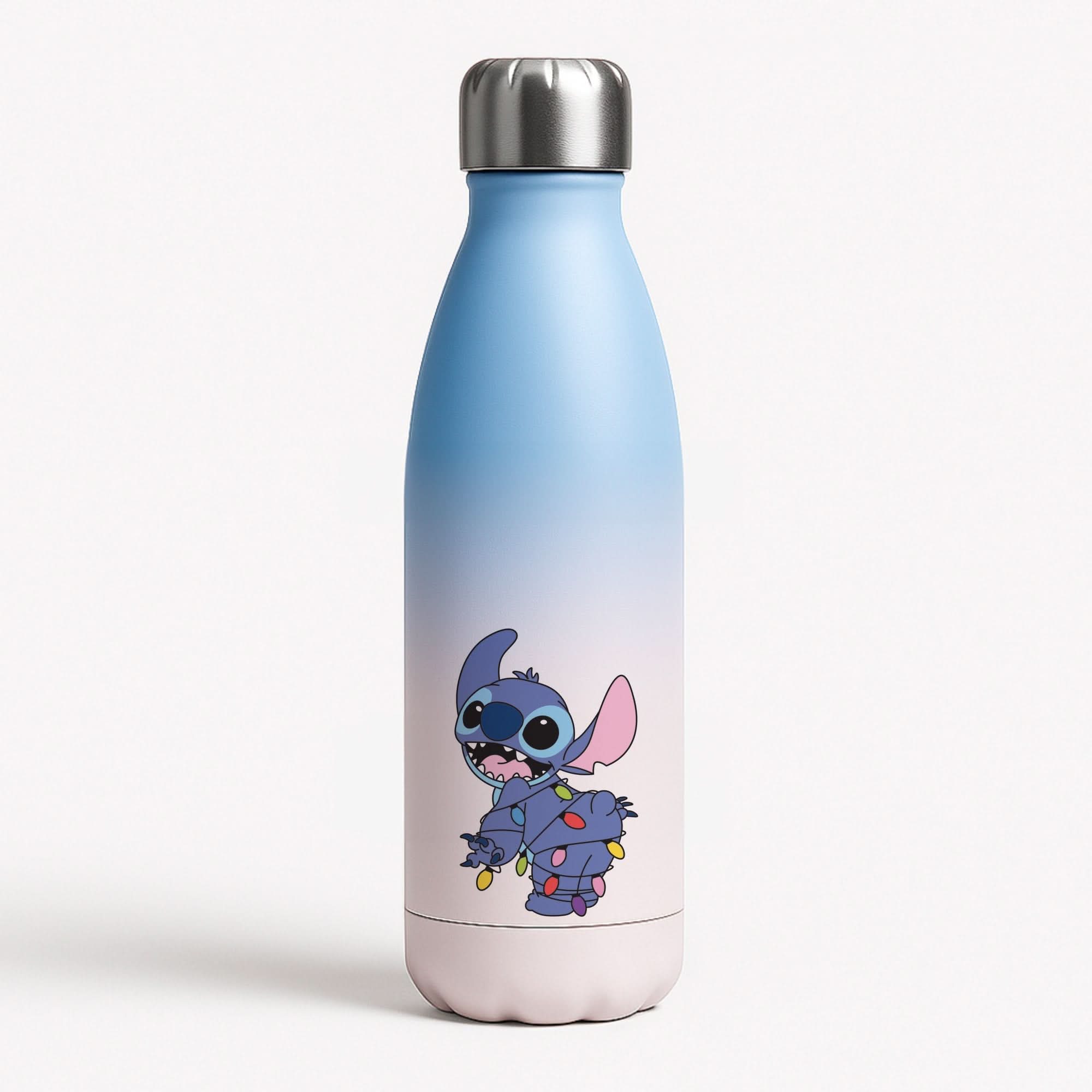Cute Blue Alien Fairylights Blue Water Bottle