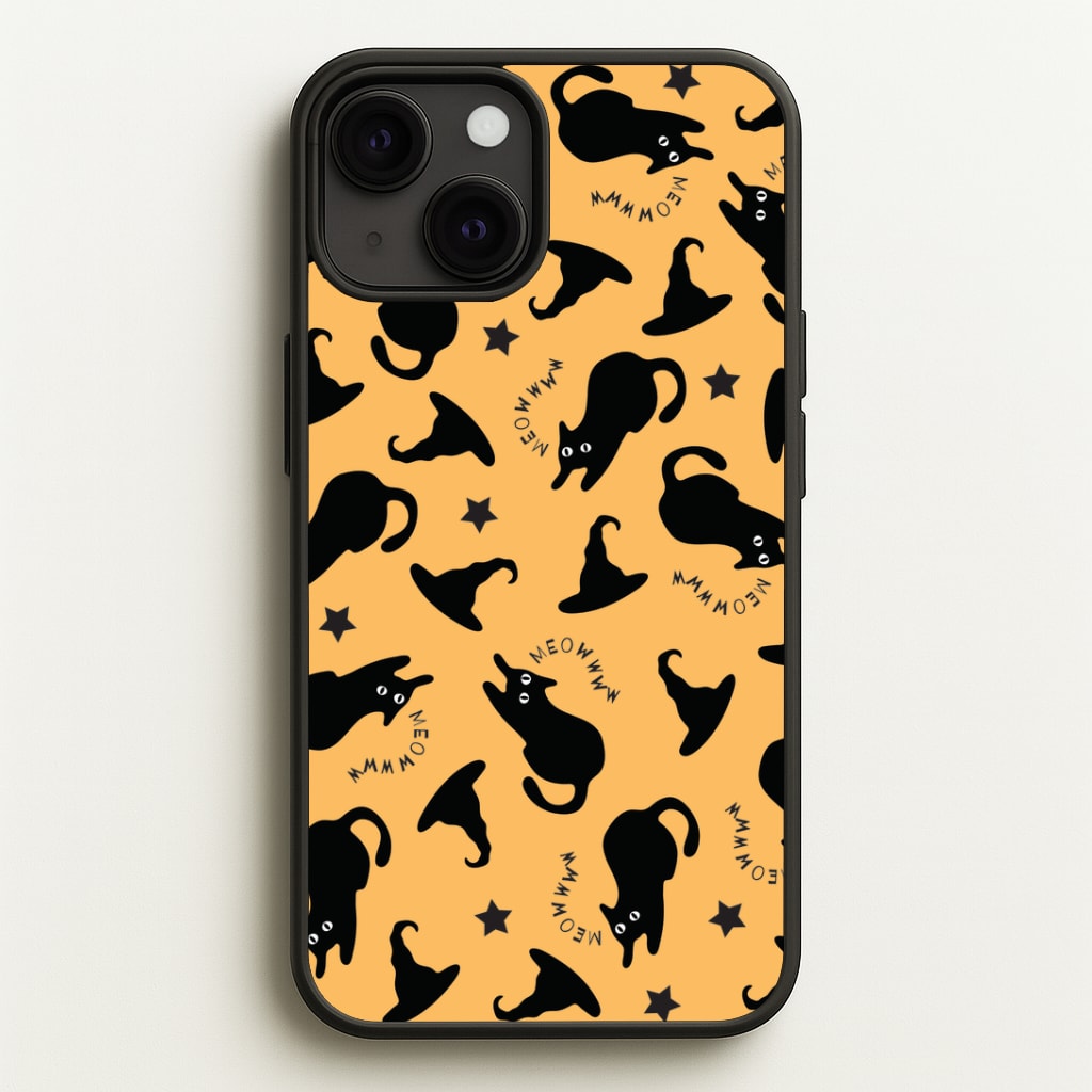 Black Cat And Hats Pattern iPhone 13 Case