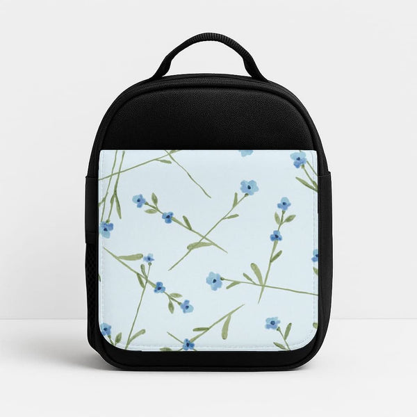Baby Blue Floral Pattern Insulated Lunch Bag