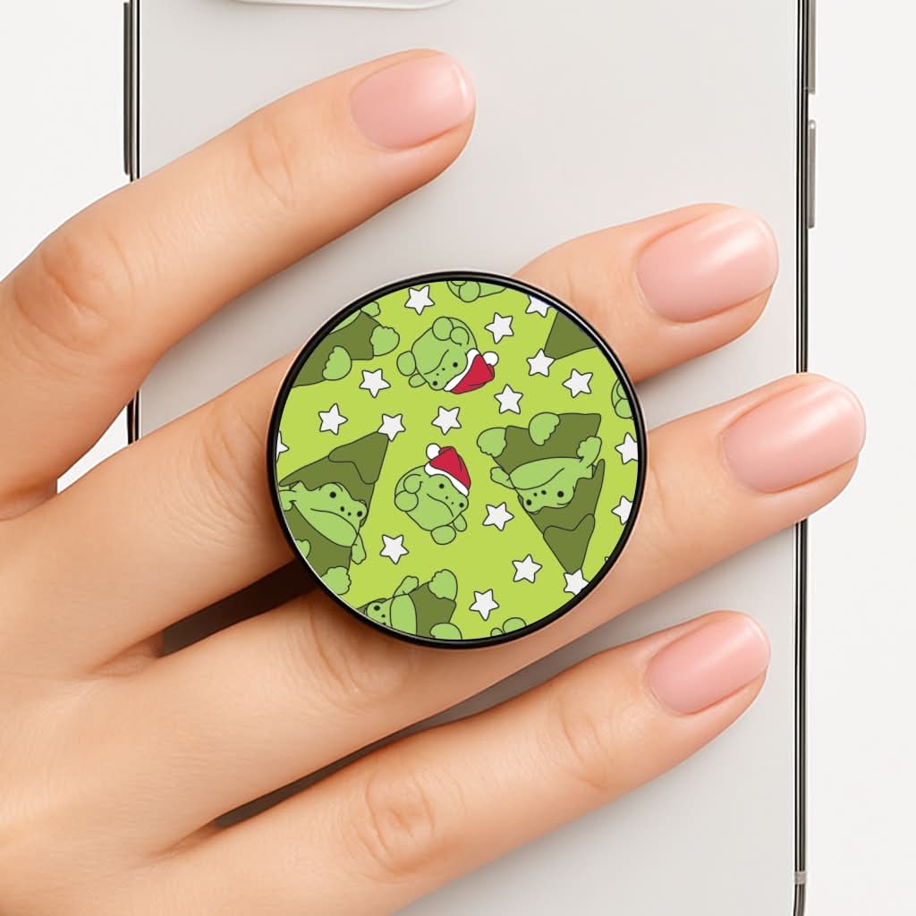 Christmas Frogs And Stars Plush Pattern FunGrip