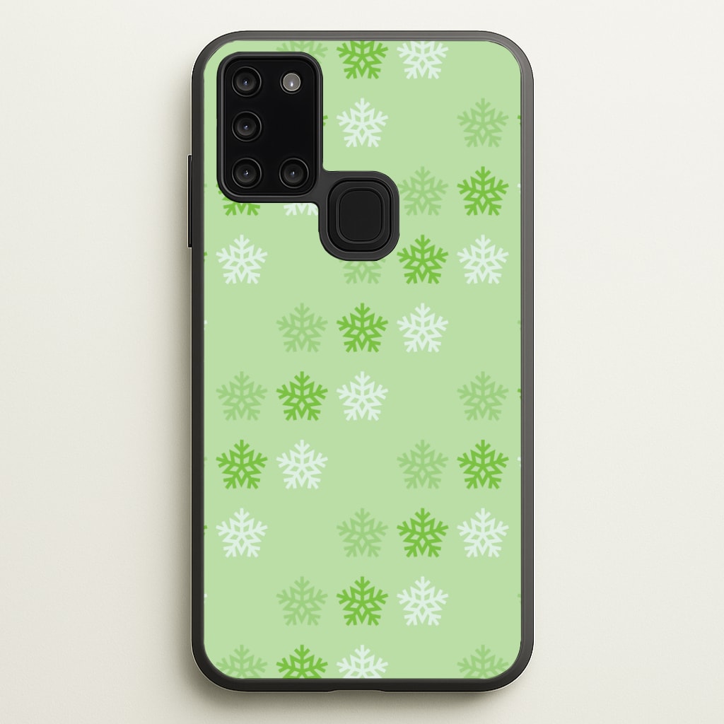 Green Slowflakes Christmas Pattern Galaxy A21s Case