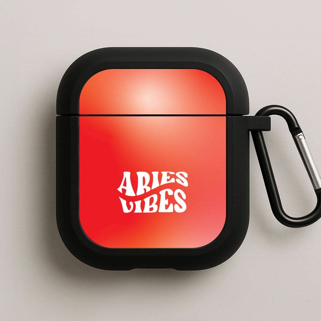 Aries Vibes Gradient Zodiac Black AirPods Case