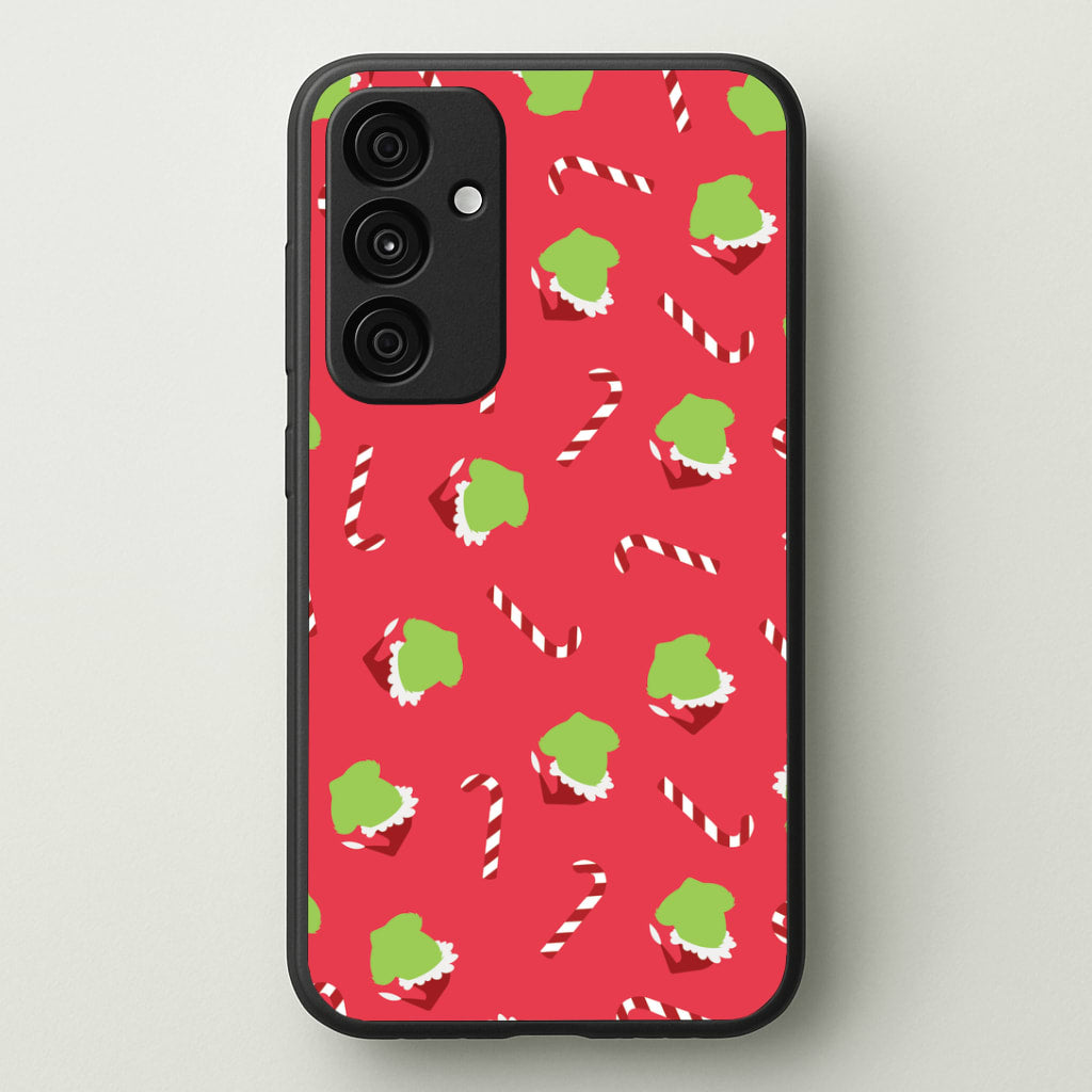 Green Creature And Candy Canes Pattern Galaxy A55 Case