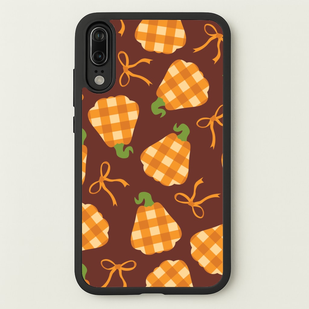 Tartan Pumpkins And Bows Pattern Huawei P20 Case