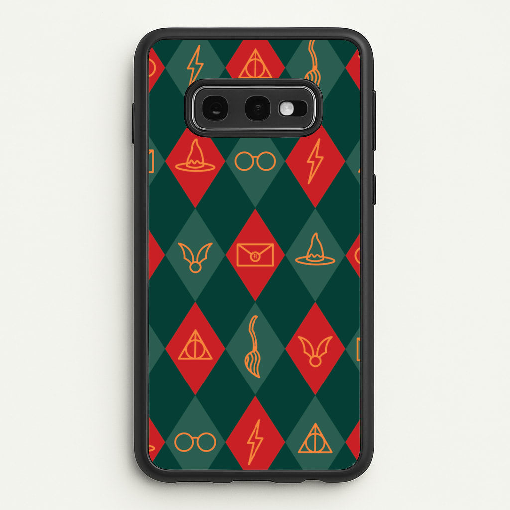 Christmas Wizard Icons Argyle Pattern Galaxy S10e Case