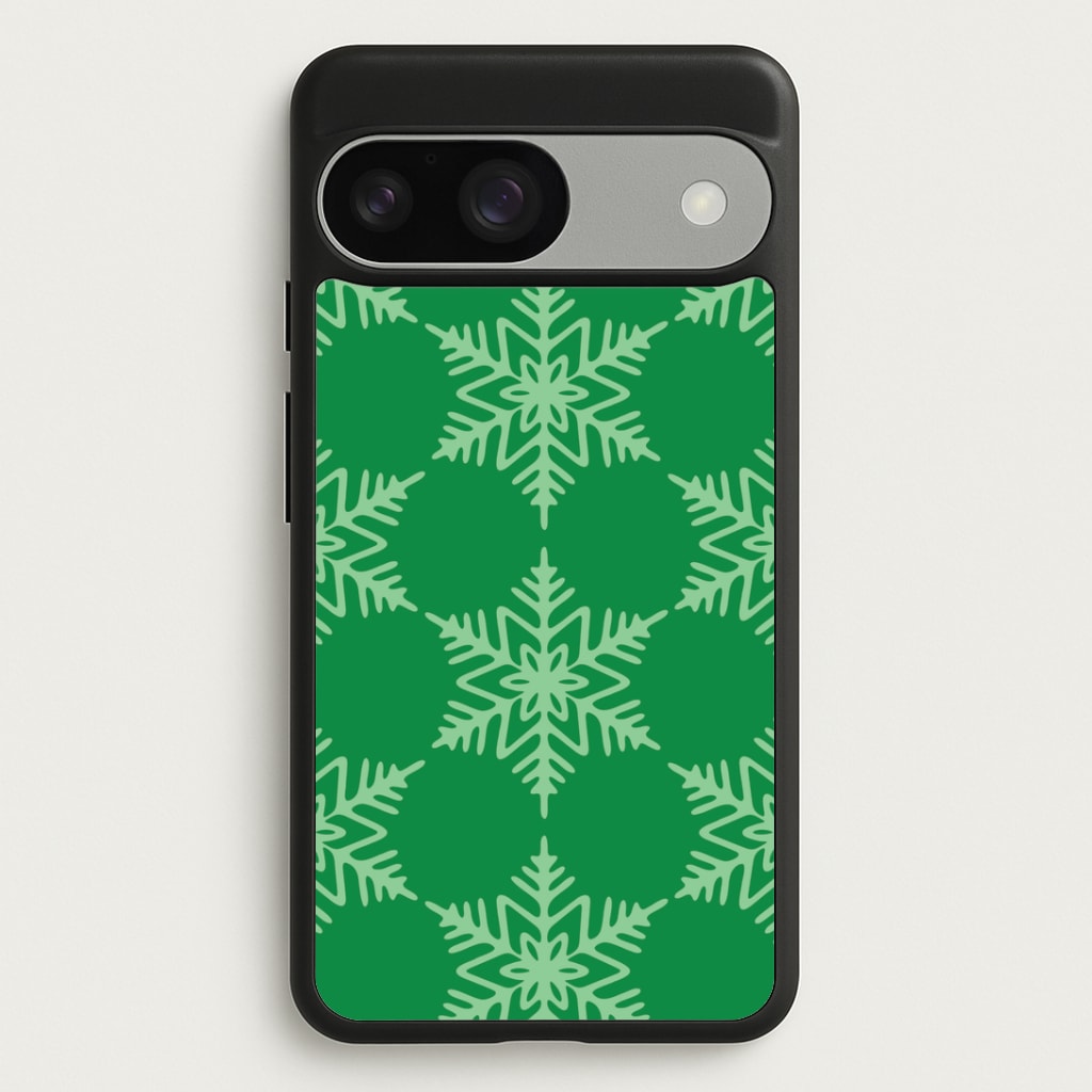 Green Giant Snowflakes Christmas Pattern Google Pixel 9 / 9 Pro Case