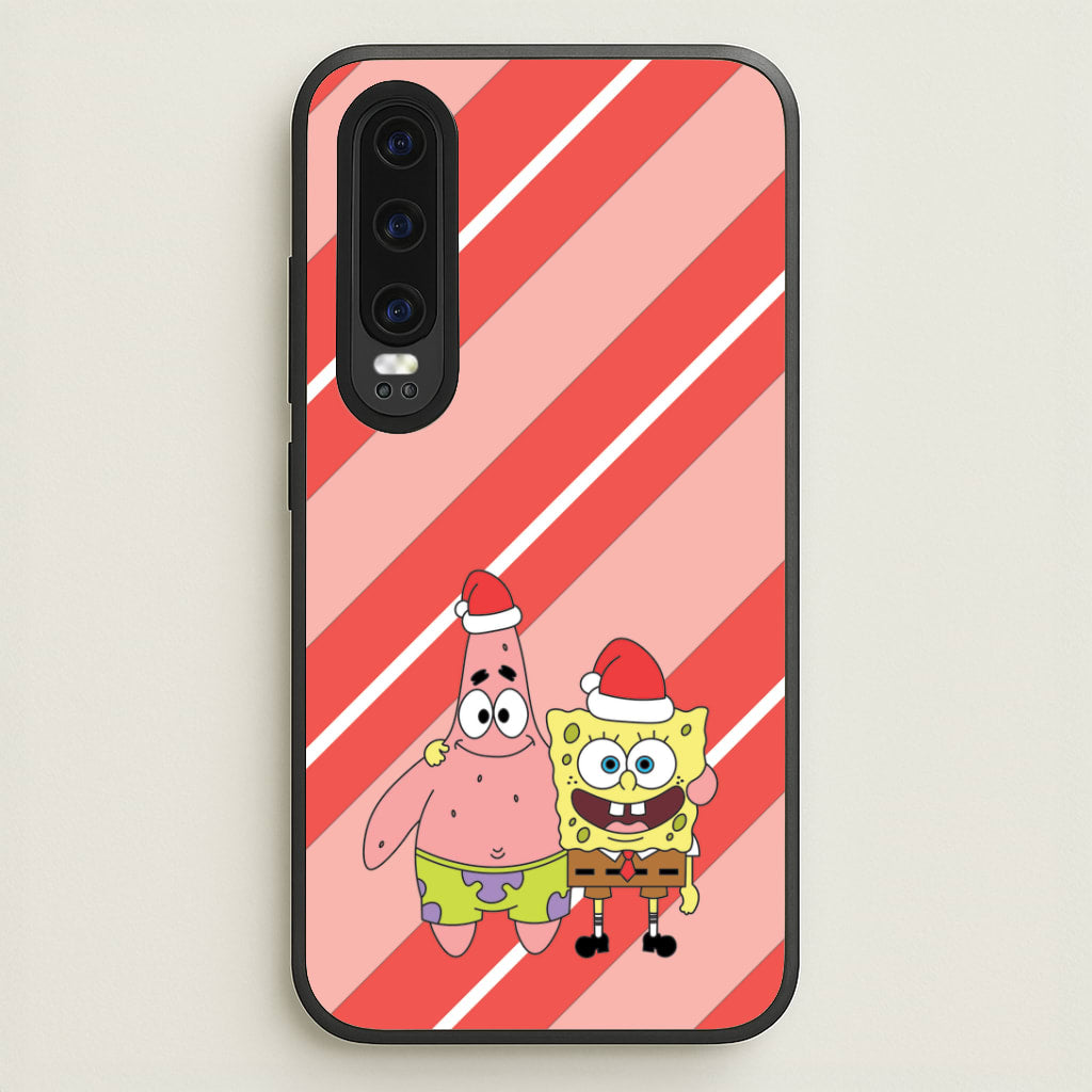 Cartoon Sponge And Starfish Christmas Hats Huawei P30 Case