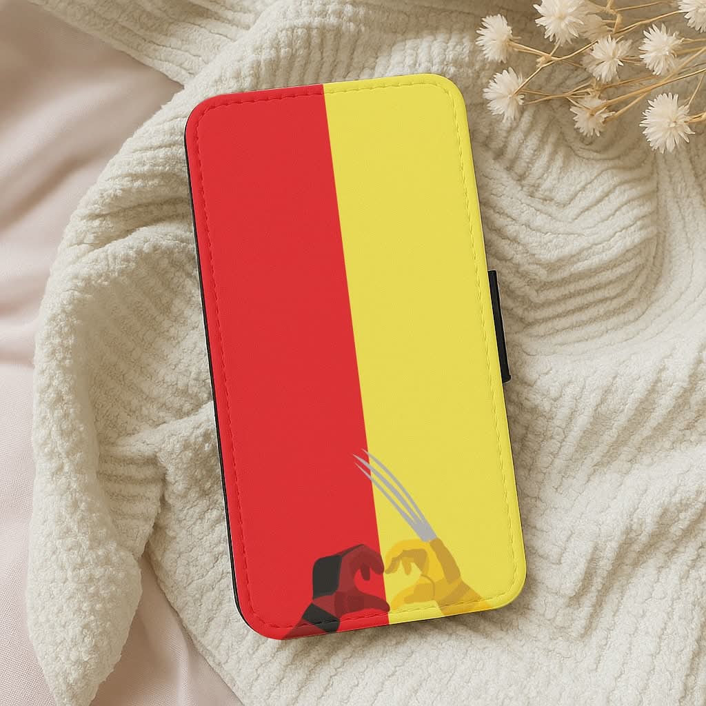 Red And Yellow Heroes Love Heart Leather Phone Case