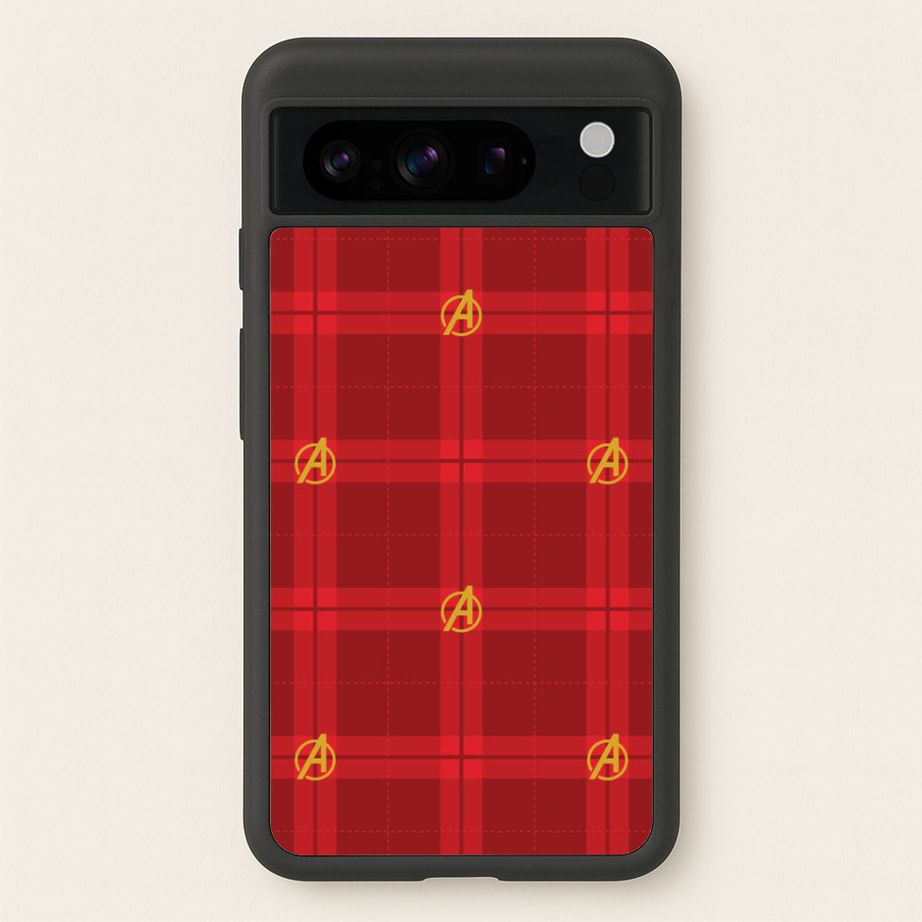 Superhero Team Red Tartan Pattern Google Pixel 8 Pro Case