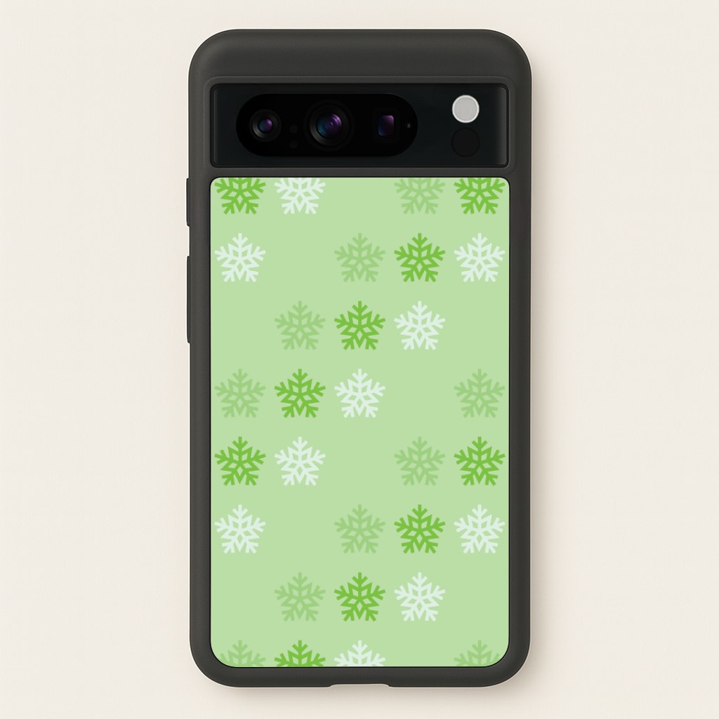 Green Slowflakes Christmas Pattern Google Pixel 8 Pro Case