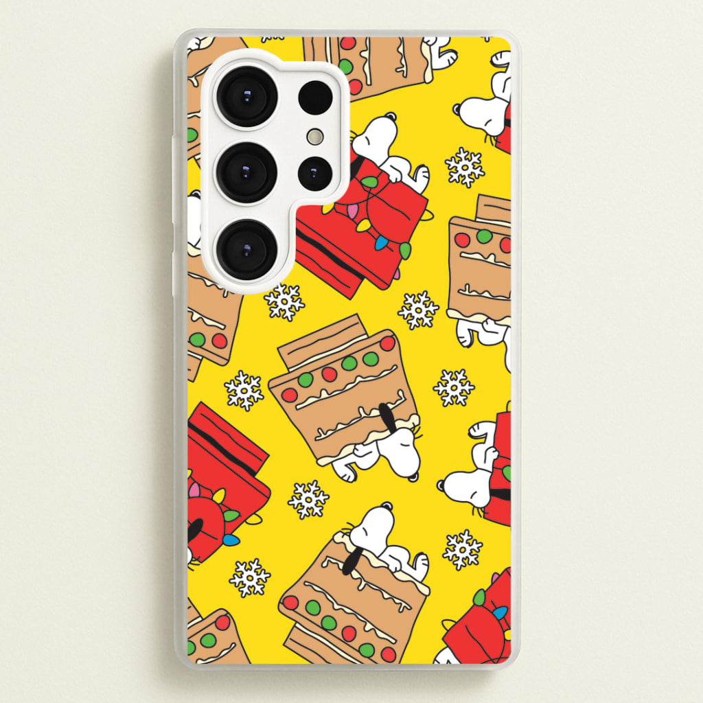 Cartoon Beagle Fairylights And Gingerbead Pattern Galaxy S25 Ultra Case