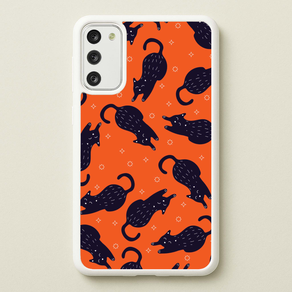 Black Cats And Stars Pattern Galaxy A41 Case