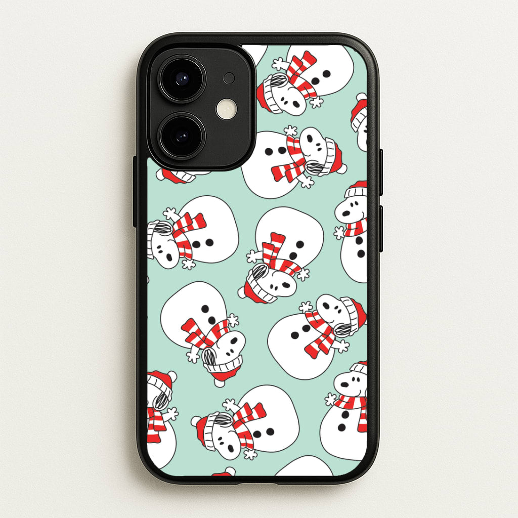 Cartoon Beagle Snowman Pattern iPhone 12 Mini Case