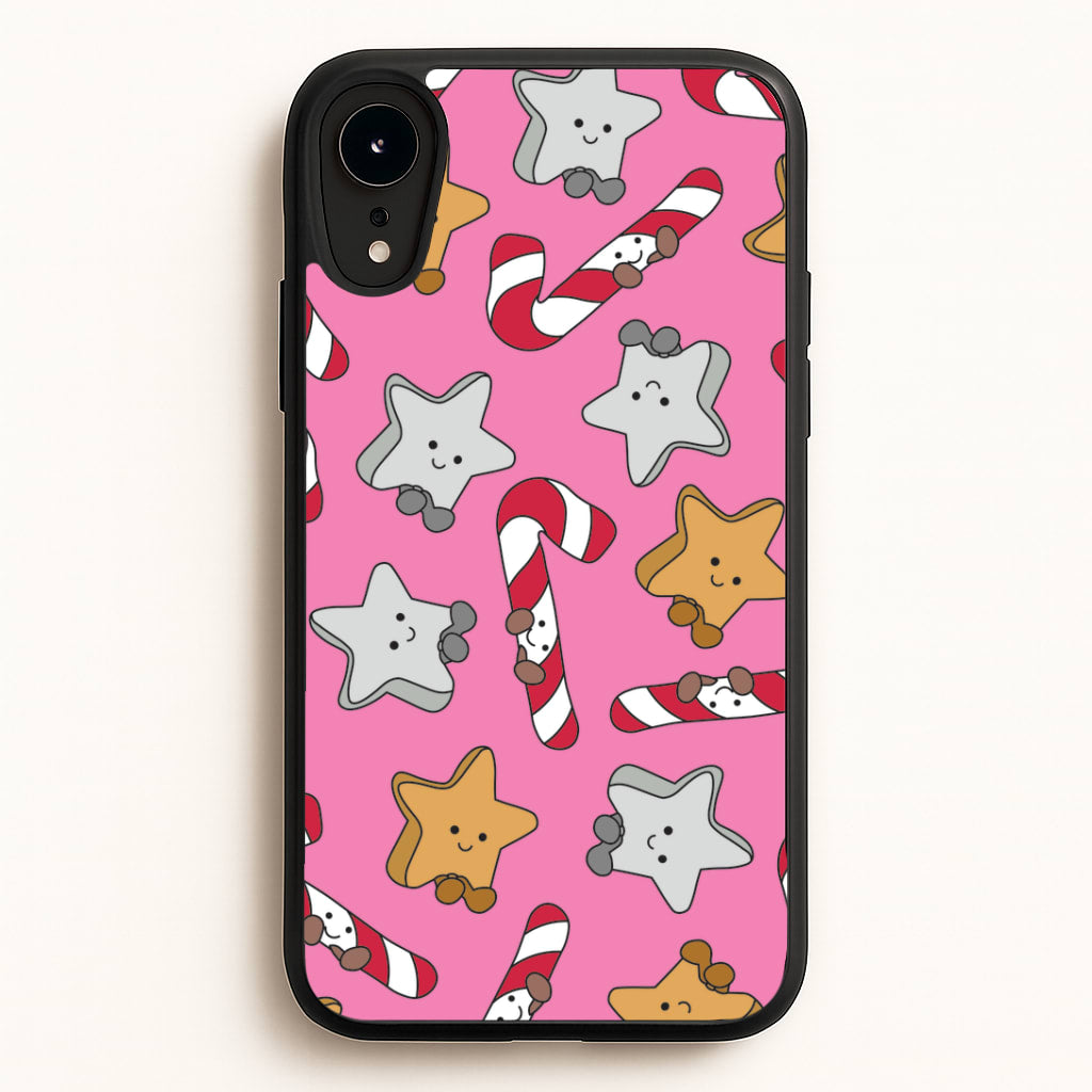 Pink Christmas Plushies Pattern iPhone XR Case