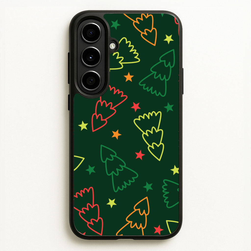 Colourful Christmas Tree Outlines Pattern Galaxy A56 Case