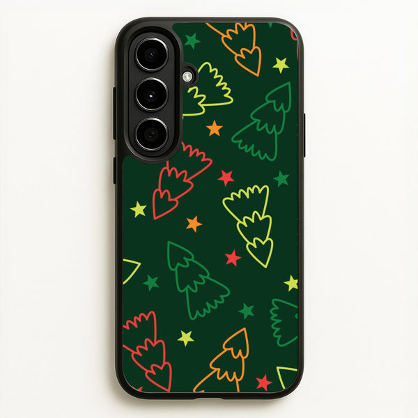 Colourful Christmas Tree Outlines Pattern Galaxy A56 Case