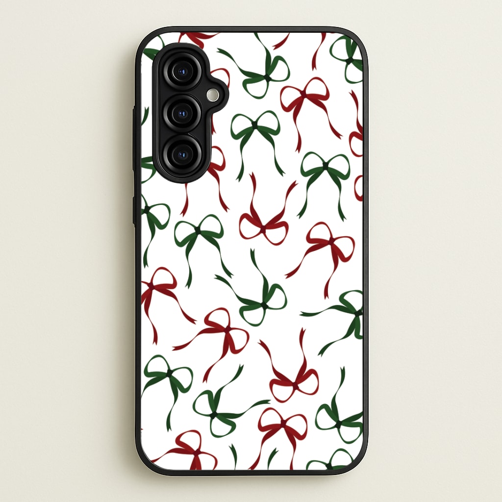 Red And Green Coquette Christmas Bows Pattern Galaxy A54 Case